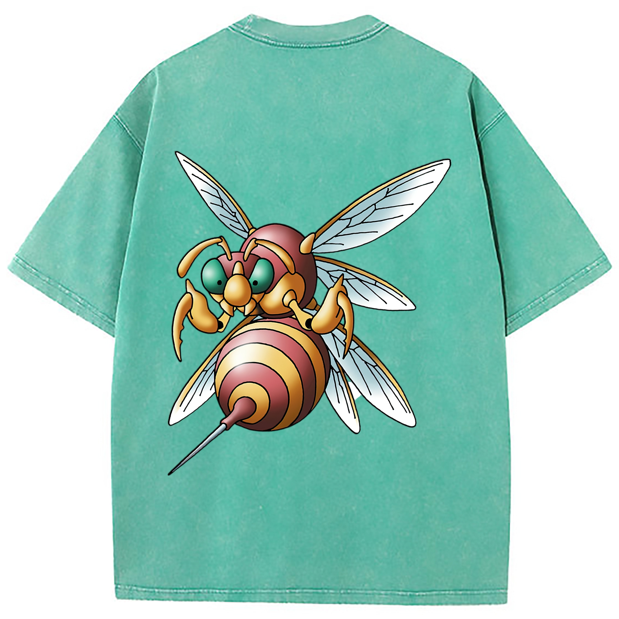 （画像用） ドラゴンクエスト Doragon Kuesuto Dragon Quest 綿100% ヴィンテージ風 半袖Tシャツ（背面プリント）